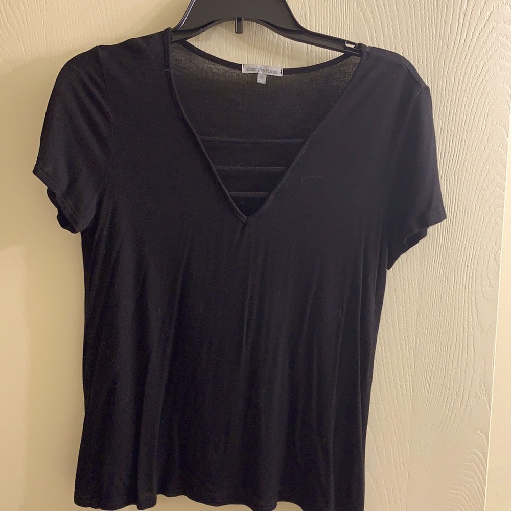 Black short sleeve cute top